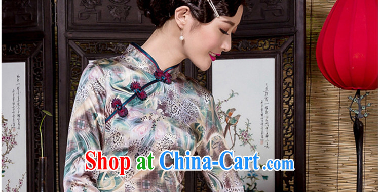Yin Yue seal 2014 heavy silk, 7 cuff Silk Cheongsam Shanghai wind Korea dos santos Ms. Silk Cheongsam picture color XXL pictures, price, brand platters! Elections are good character, the national distribution, so why buy now enjoy more preferential! Health