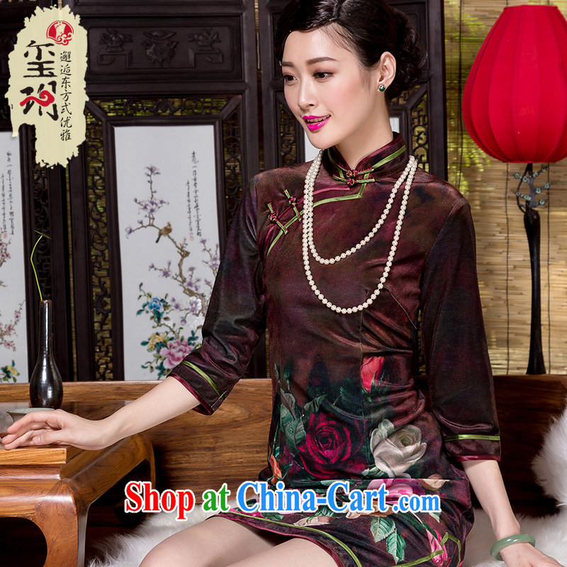 Yin Yue seal 2015 autumn and winter new daily improved cheongsam annual really scouring pads positioning stamp antique dresses skirt picture color XXXL seal, Yin Yue, shopping on the Internet