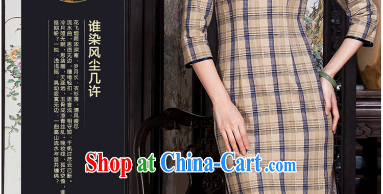 Yin Yue seal 2015 autumn and winter new cotton robes the commission art nouveau grid 7 cuff linen elegant cheongsam dress picture color S pictures, price, brand platters! Elections are good character, the national distribution, so why buy now enjoy more preferential! Health