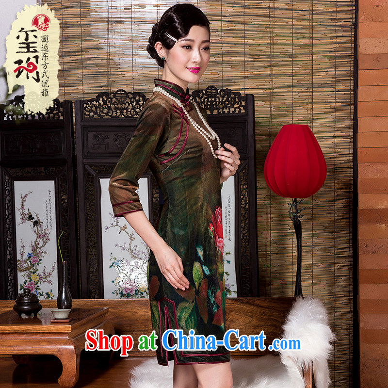 Yin Yue seal 2015 autumn and winter new wool the stamp cheongsam elegant antique improved, Ms. aura cheongsam dress picture color XXXL seal, Yin Yue, shopping on the Internet