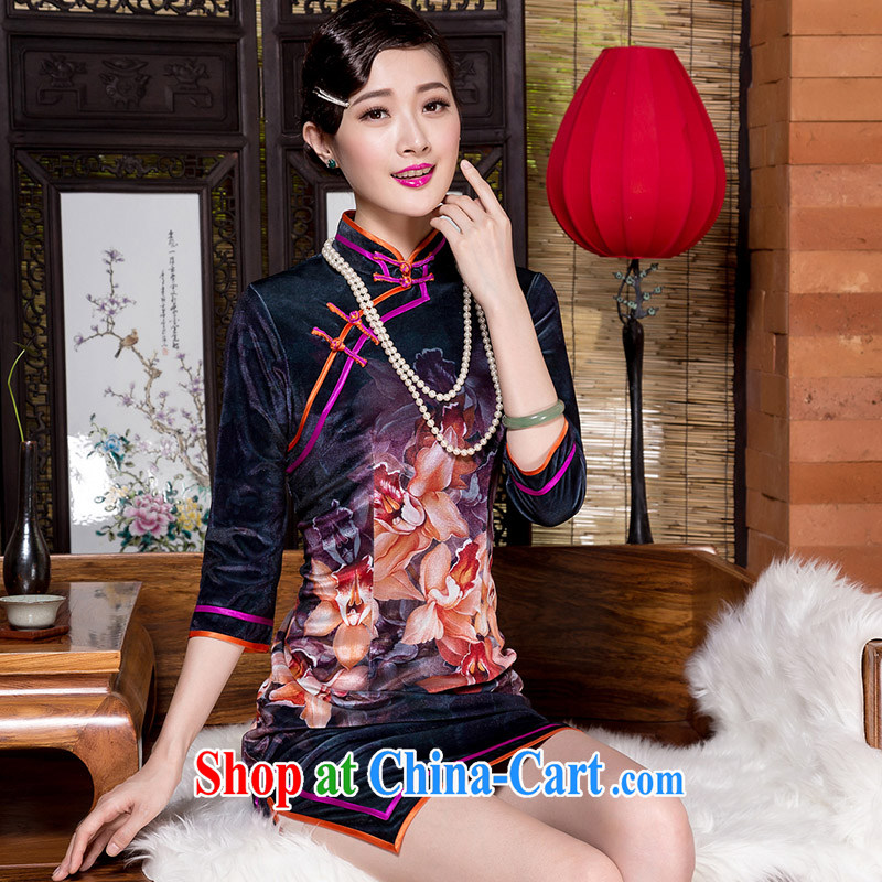 Yin Yue seal 2015 the Stamp Duty scouring pads, 7 cuff cuff a qipao double the elegant middle-aged cheongsam picture color XXXL seal, Yin Yue, shopping on the Internet