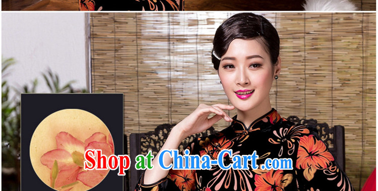 Yin Yue seal 2015 autumn and winter new retro Ethnic Wind 7 cuff cheongsam silk black flower lint-free cloth elegant improved daily picture color XXXL pictures, price, brand platters! Elections are good character, the national distribution, so why buy now enjoy more preferential! Health