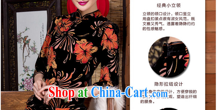 Yin Yue seal 2015 autumn and winter new retro Ethnic Wind 7 cuff cheongsam silk black flower lint-free cloth elegant improved daily picture color XXXL pictures, price, brand platters! Elections are good character, the national distribution, so why buy now enjoy more preferential! Health