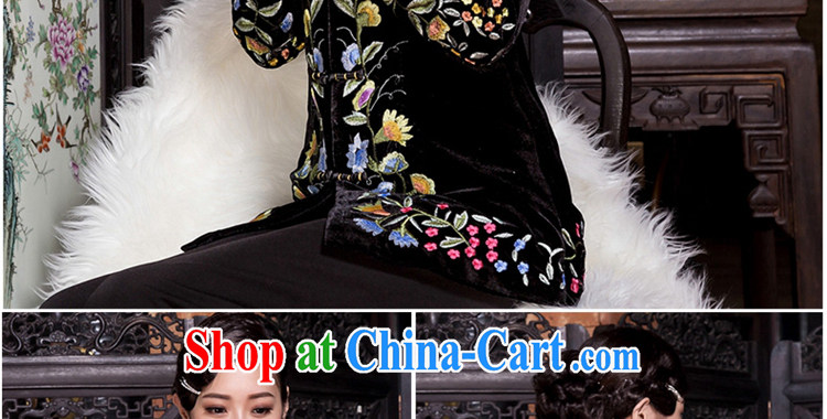 Yin Yue seal 2015 winter retro embroidery flower velvet jacket middle-aged T-shirt Chinese Ethnic Wind mother load Tang black M pictures, price, brand platters! Elections are good character, the national distribution, so why buy now enjoy more preferential! Health