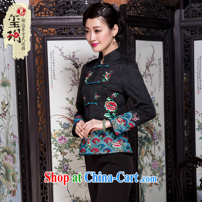 Yin Yue seal 2015 winter new national commuter middle-aged Chinese Heavy Industry embroidery Chinese blouses jacket black XXL seal, Yin Yue, shopping on the Internet