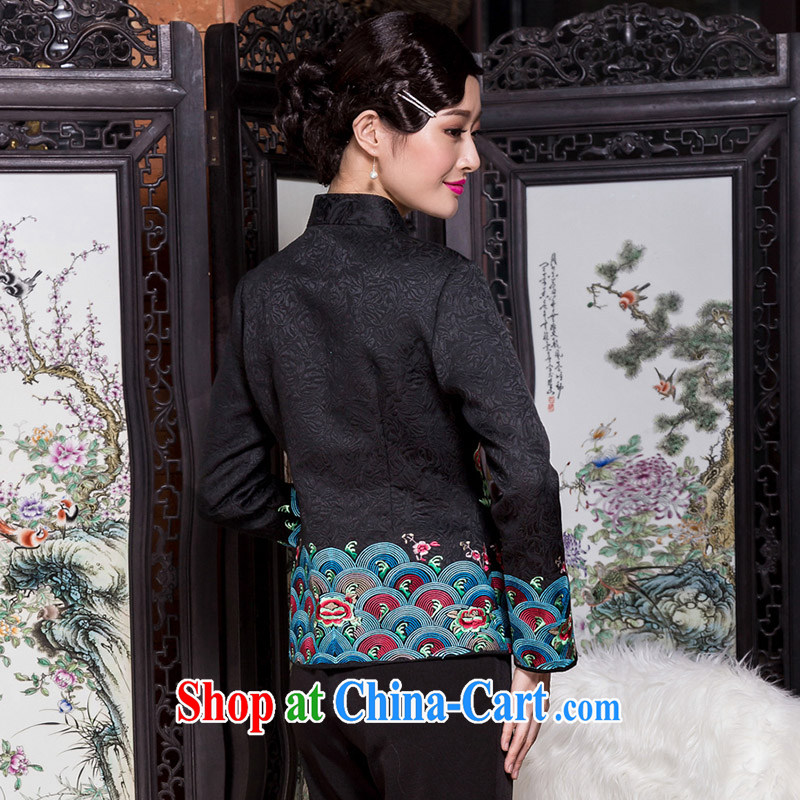 Yin Yue seal 2015 winter new national commuter middle-aged Chinese Heavy Industry embroidery Chinese blouses jacket black XXL seal, Yin Yue, shopping on the Internet