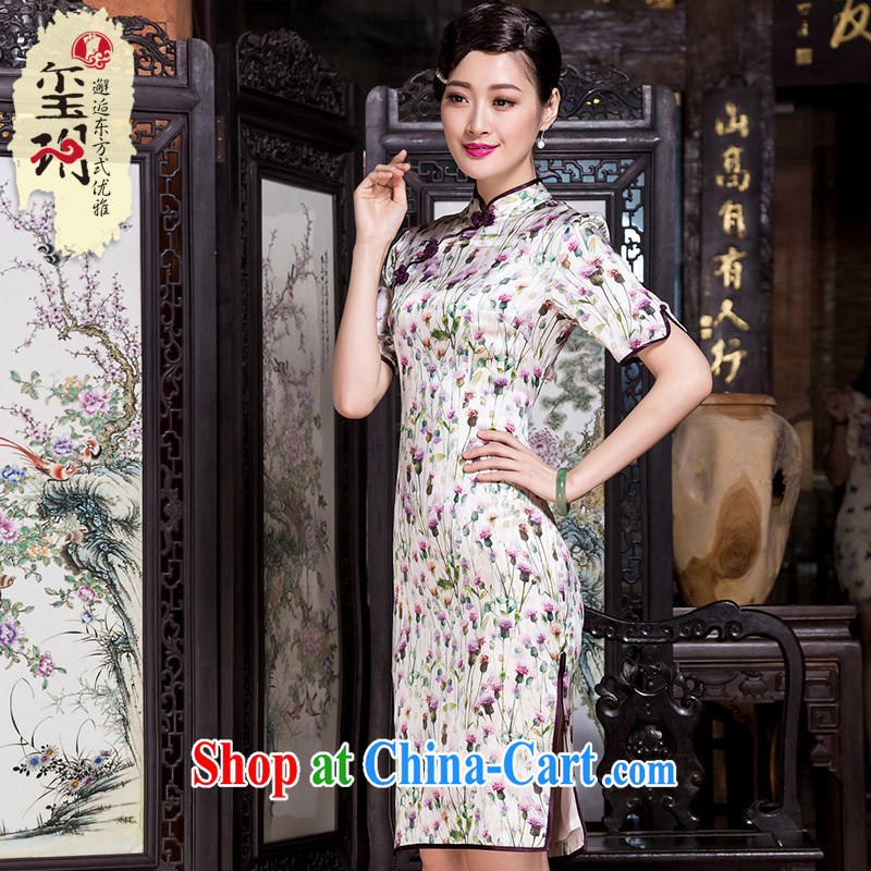 Royal Seal Yin Yue 2015 autumn New Paragraph Style of the heavy Silk Cheongsam daily banquet, cheongsam dress picture color M