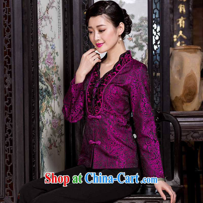 Yin Yue seal 2015 Winter National wind Chinese T-shirt middle-aged mother with Han-jacket wedding, T-shirt purple XXXL seal, Yin Yue, shopping on the Internet
