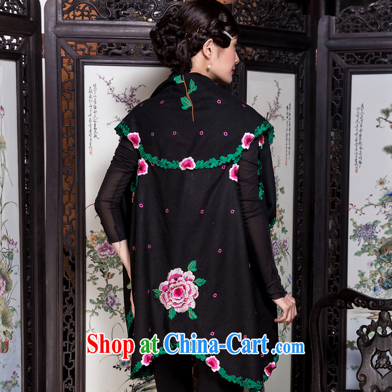 Yin Yue seal 2015 National wind embroidery hair? shawl jacket loose the code t-shirt dresses shawls accessories are black, seal Yin Yue, shopping on the Internet