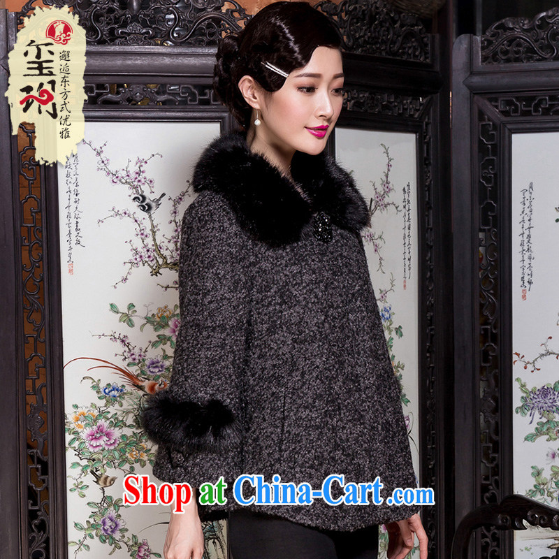 Royal Seal Yin Yue 2015 winter in bold tweed wool jacket is retro loose the code so gross middle-aged mother coat picture color L seal, Yin Yue, shopping on the Internet