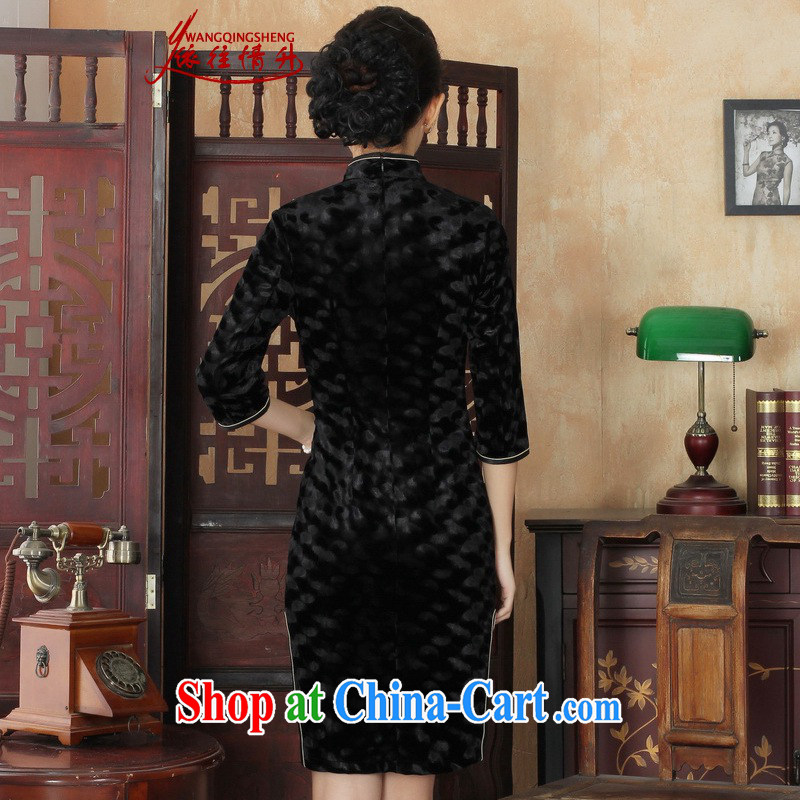 In accordance with the situation in spring and autumn, new Ethnic Wind girls with dresses, wool beauty 7 sub-sleeved clothes cheongsam dress - A black 3 XL, in accordance with the situation, and, on-line shopping