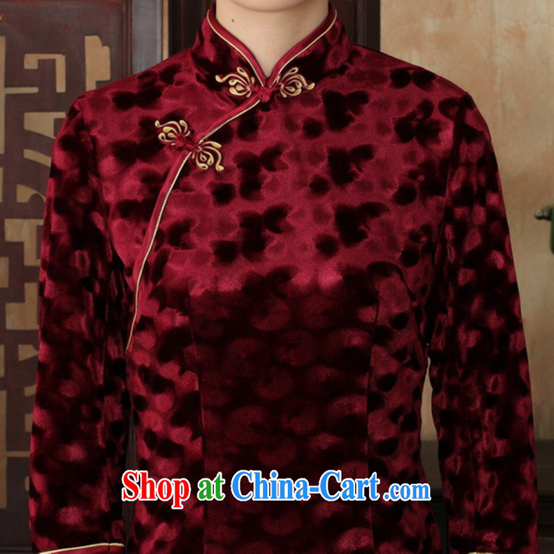 In accordance with the situation in spring and autumn, new Ethnic Wind girls with dresses, wool beauty 7 sub-sleeved clothes cheongsam dress - A black 3 XL, in accordance with the situation, and, on-line shopping