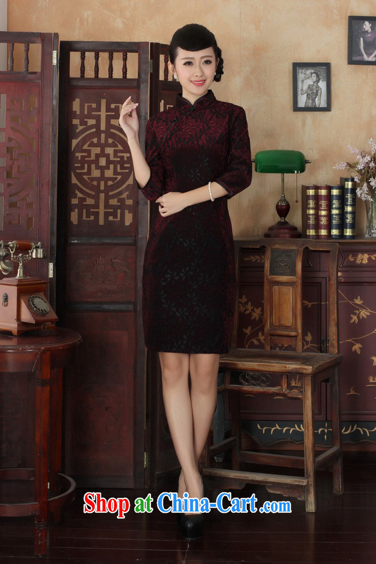 In accordance with the situation in autumn new female dresses Ethnic Wind lace gold velour cultivating 7 cuff cheongsam dress in figure 3 XL pictures, price, brand platters! Elections are good character, the national distribution, so why buy now enjoy more preferential! Health