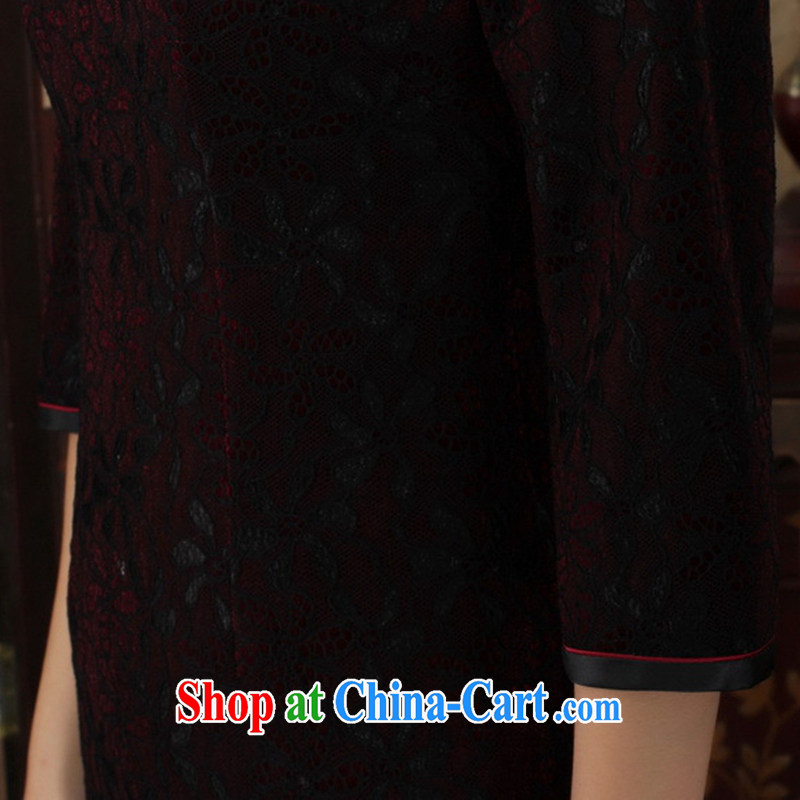 In accordance with the situation in autumn new female dresses Ethnic Wind lace gold velour cultivating 7 sub-cuff cheongsam dress such as figure 3 XL, in accordance with the situation, and, on-line shopping