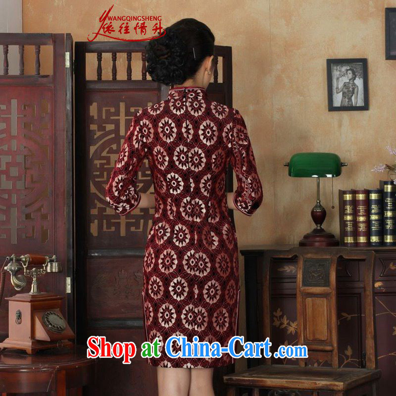 In accordance with the situation in autumn new female dresses Ethnic Wind lace gold velour cultivating 7 sub-cuff cheongsam dress such as figure 3 XL, in accordance with the situation, and, on-line shopping