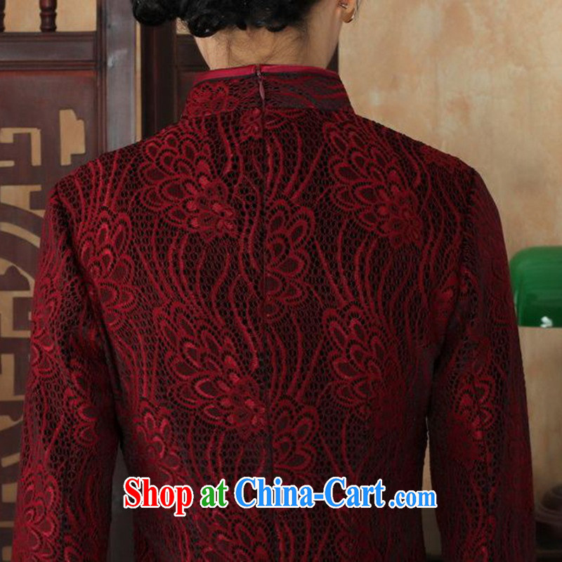 In accordance with the situation in National wind autumn new dress robes, for a tight lace + gold velour cultivating 7 sub-cuff cheongsam dress such as figure 2 XL, according to the situation, and, shopping on the Internet
