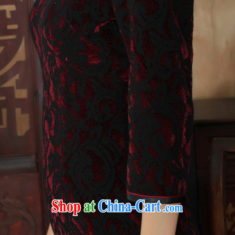 In accordance with the situation in spring and autumn, new Ethnic Wind women cheongsam lace gold velour cultivating 7 sub-cuff cheongsam dress shown in Figure 3 XL, in accordance with the situation, and, on-line shopping