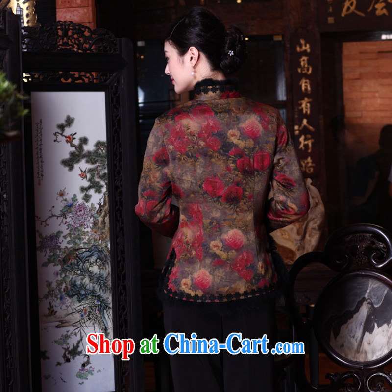 Yin Yue seal winter 2015 new Hong Kong cloud yarn antique Chinese long-sleeved silk quilted Chinese qipao style t-shirt picture color XXL seal, Yin Yue, shopping on the Internet