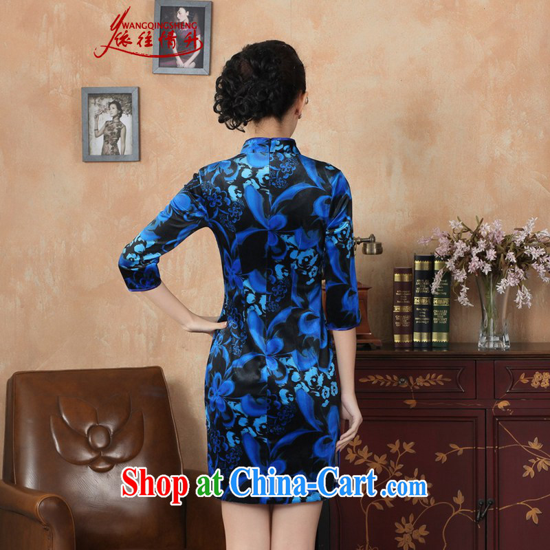 In accordance with the conditions in spring and fall new, improved female cheongsam-spring is really scouring pads 7 sub-cuff cheongsam dress - A blue 2 XL, in accordance with the situation, and, on-line shopping