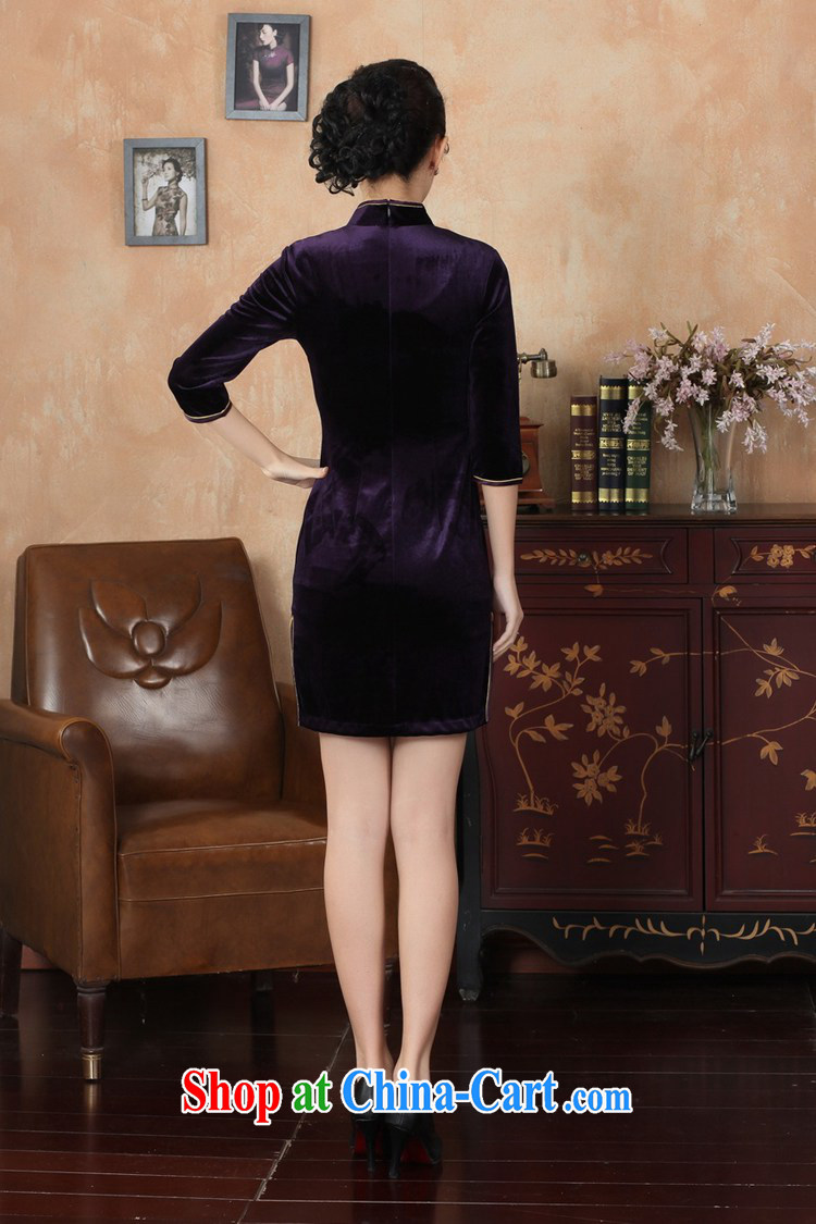 In accordance with the conditions in spring and fall new, improved female dresses stretch the silk embroidered beauty in short sleeves cheongsam dress - B purple 2 XL pictures, price, brand platters! Elections are good character, the national distribution, so why buy now enjoy more preferential! Health