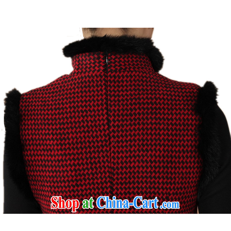 In accordance with the conditions and in autumn and winter clothes new Chinese qipao retro improved grid wool? rabbit hair for female cheongsam dress red 2 XL, in accordance with the situation, and, shopping on the Internet