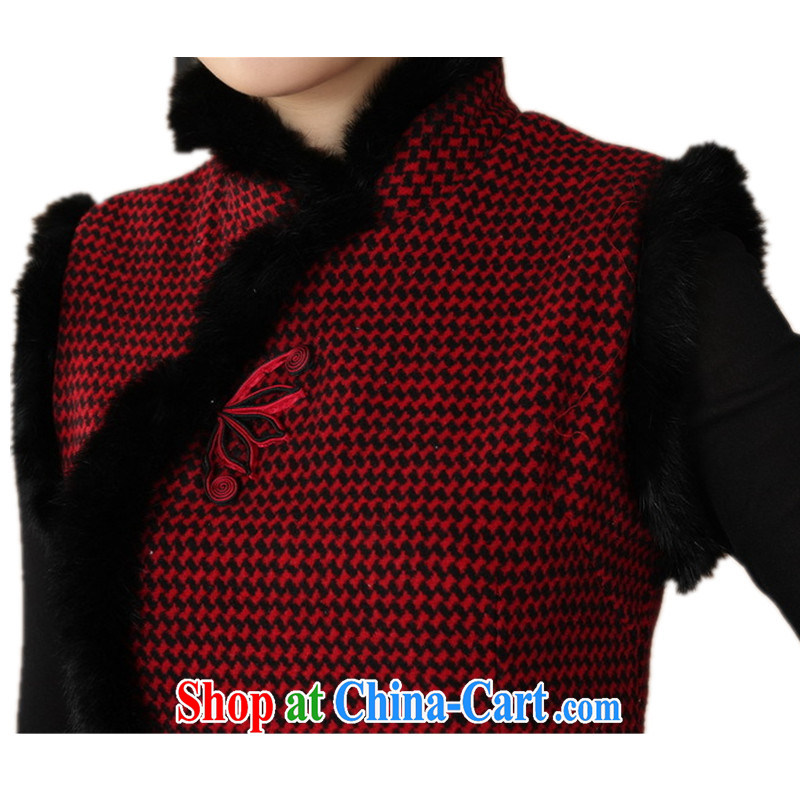 In accordance with the conditions and in autumn and winter clothes new Chinese qipao retro improved grid wool? rabbit hair for female cheongsam dress red 2 XL, in accordance with the situation, and, shopping on the Internet