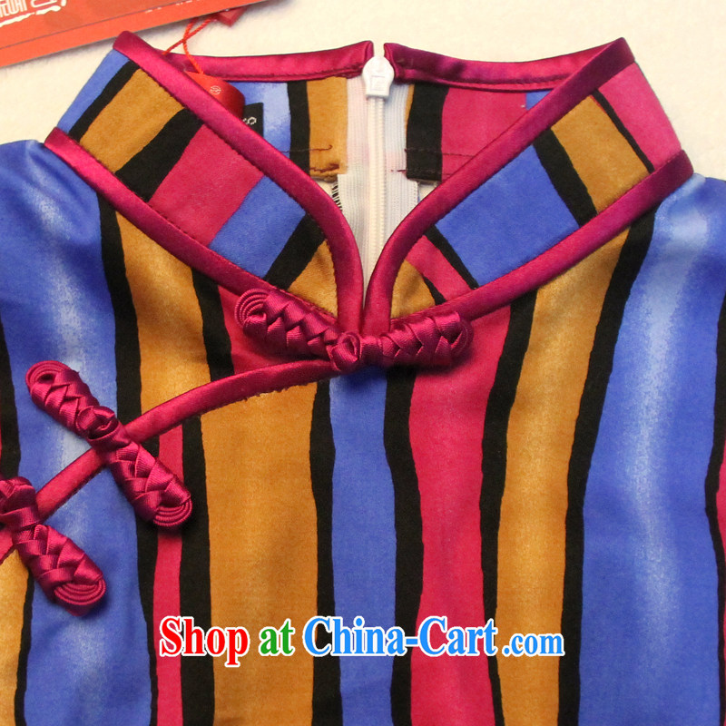 2015 new summer fashion cheongsam dress stylish stripes cotton day dresses skirts 4320 4320 streaks XXL sporting, wind, shopping on the Internet