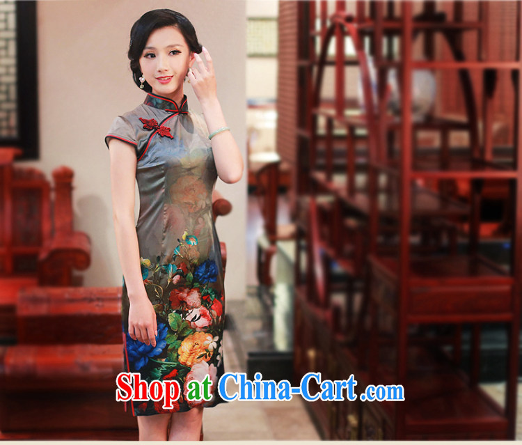 2015 new summer silk dos Santos, the female standard dresses heavy really Silk Cheongsam dress 4319 - 1 color XXL pictures, price, brand platters! Elections are good character, the national distribution, so why buy now enjoy more preferential! Health