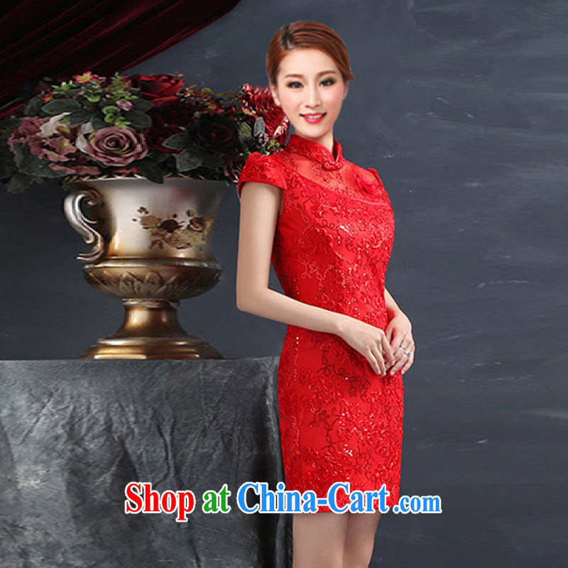 Sheep, summer 2015 new retro embroidery flower bridal dresses wedding toast QP serving 002 red XL sheep and goats (yangnuo), shopping on the Internet