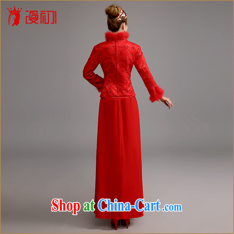 Early definition Bridal Fashion 2015 new long-sleeved winter clothing wedding dresses winter toast serving thick dress Long Red Red XXL code early definition, shopping on the Internet