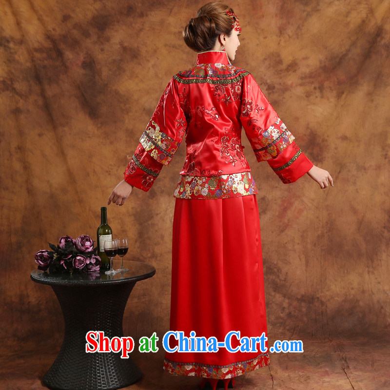 Wei Qi toast service 2015 summer new bridal wedding dresses red toast serving Chinese style wedding dresses long-sleeved Sau wo service use phoenix retro married Yi pregnant red XXL, Qi wei (QI WAVE), online shopping