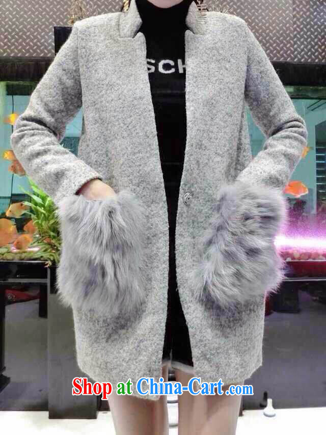 fall and winter Korean jacket, long hair, then Coat girls thick Fox hair pocket? The coat N 6076 light gray L pictures, price, brand platters! Elections are good character, the national distribution, so why buy now enjoy more preferential! Health