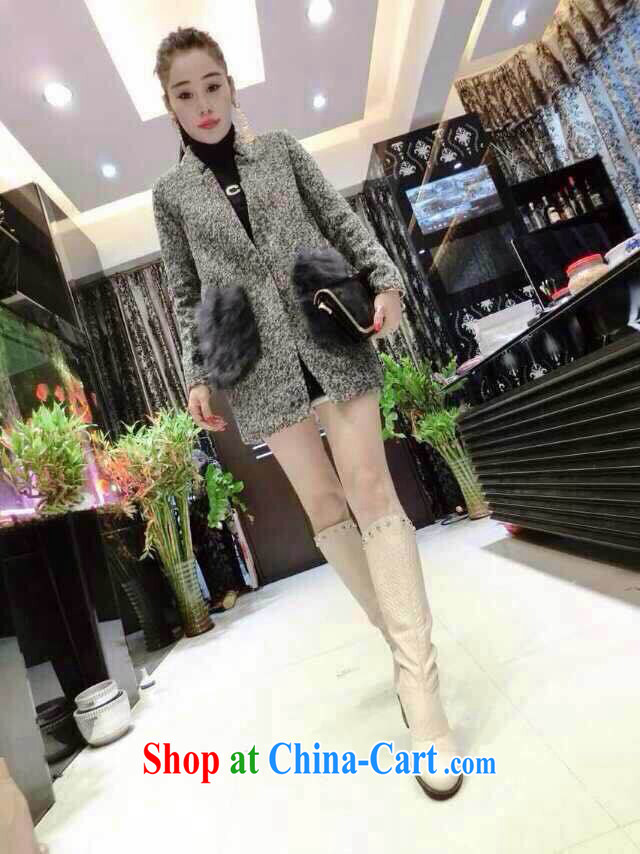 fall and winter Korean jacket, long hair, then Coat girls thick Fox hair pocket? The coat N 6076 light gray L pictures, price, brand platters! Elections are good character, the national distribution, so why buy now enjoy more preferential! Health