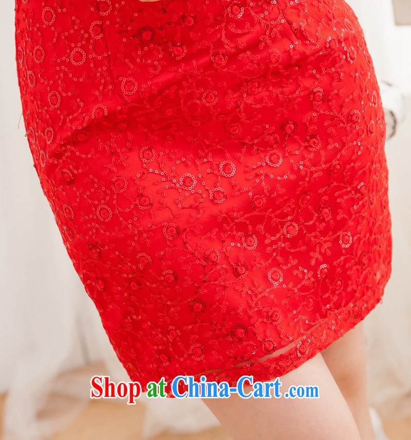 Summer new 2014 lace cheongsam red bridal dresses short wedding toast service wedding dress red XL pictures, price, brand platters! Elections are good character, the national distribution, so why buy now enjoy more preferential! Health