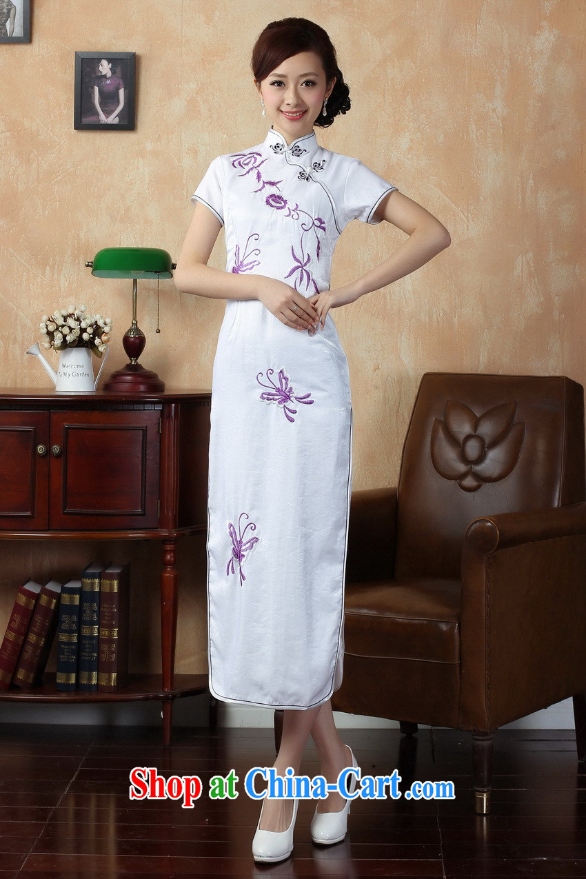 Summer 2014 new day-long antique wedding dresses long embroidery high on the truck ceremonial cheongsam dress white blue flower XXL pictures, price, brand platters! Elections are good character, the national distribution, so why buy now enjoy more preferential! Health
