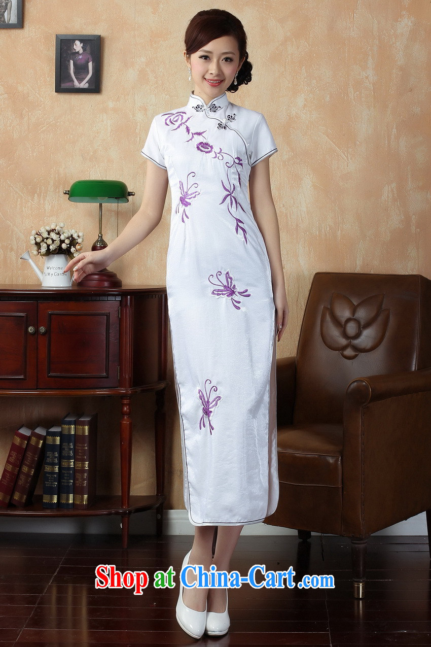 Summer 2014 new day-long antique wedding dresses long embroidery high on the truck ceremonial cheongsam dress white blue flower XXL pictures, price, brand platters! Elections are good character, the national distribution, so why buy now enjoy more preferential! Health