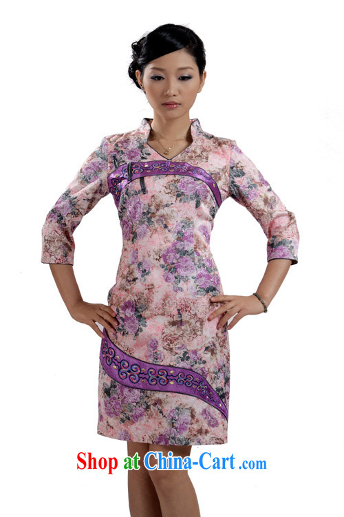 Spring cuff in improved cheongsam stylish day-in purple old fashioned elegant large code cheongsam dress purple XXL pictures, price, brand platters! Elections are good character, the national distribution, so why buy now enjoy more preferential! Health