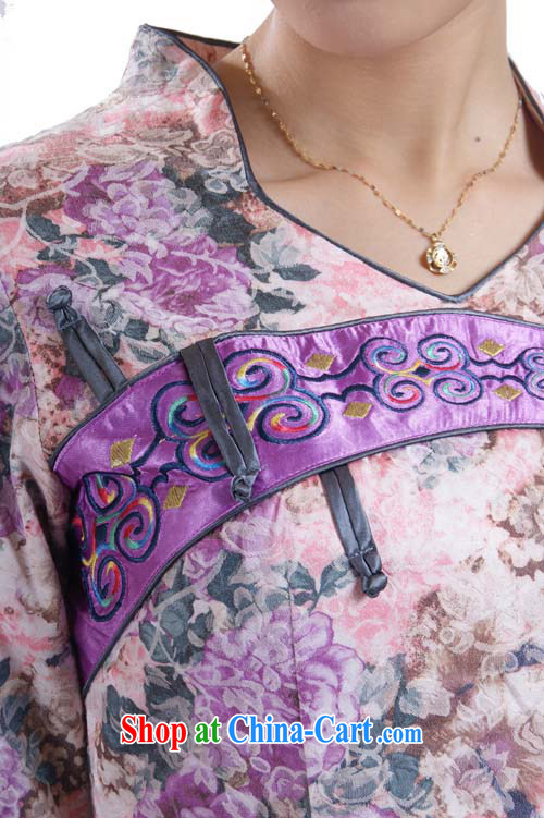 Spring cuff in improved cheongsam stylish day-in purple old fashioned elegant large code cheongsam dress purple XXL pictures, price, brand platters! Elections are good character, the national distribution, so why buy now enjoy more preferential! Health