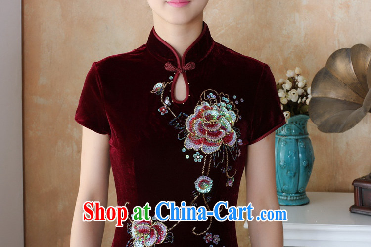 To Green, autumn and winter, the female Chinese cheongsam Silk Velvet manually staple pearl cultivation, long cheongsam dress - 3 #4 XL pictures, price, brand platters! Elections are good character, the national distribution, so why buy now enjoy more preferential! Health
