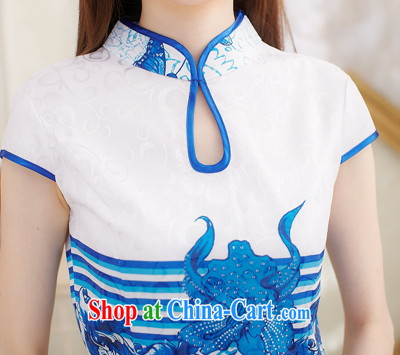 Modern improved cheongsam summer New Beauty cheongsam dress everyday dresses short girls butterfly blue XL pictures, price, brand platters! Elections are good character, the national distribution, so why buy now enjoy more preferential! Health