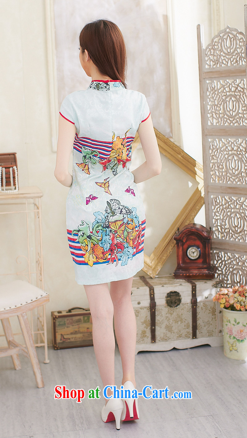 Modern improved cheongsam summer New Beauty cheongsam dress everyday dresses short girls butterfly blue XL pictures, price, brand platters! Elections are good character, the national distribution, so why buy now enjoy more preferential! Health