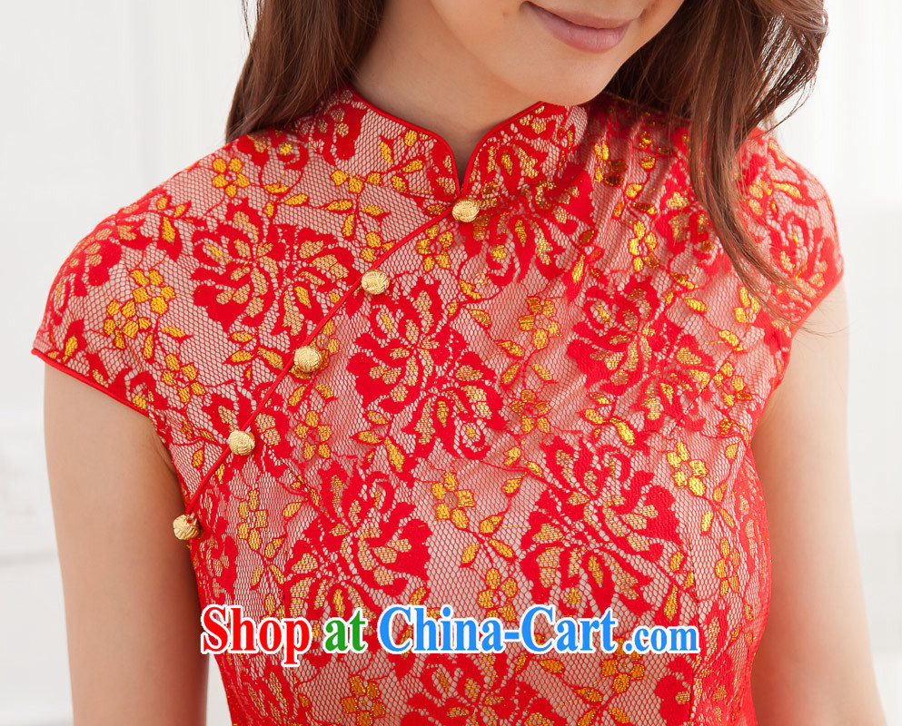 Summer dresses bridal wedding dress improved stylish red lace bows clothing cheongsam dress bridesmaid clothing red S pictures, price, brand platters! Elections are good character, the national distribution, so why buy now enjoy more preferential! Health
