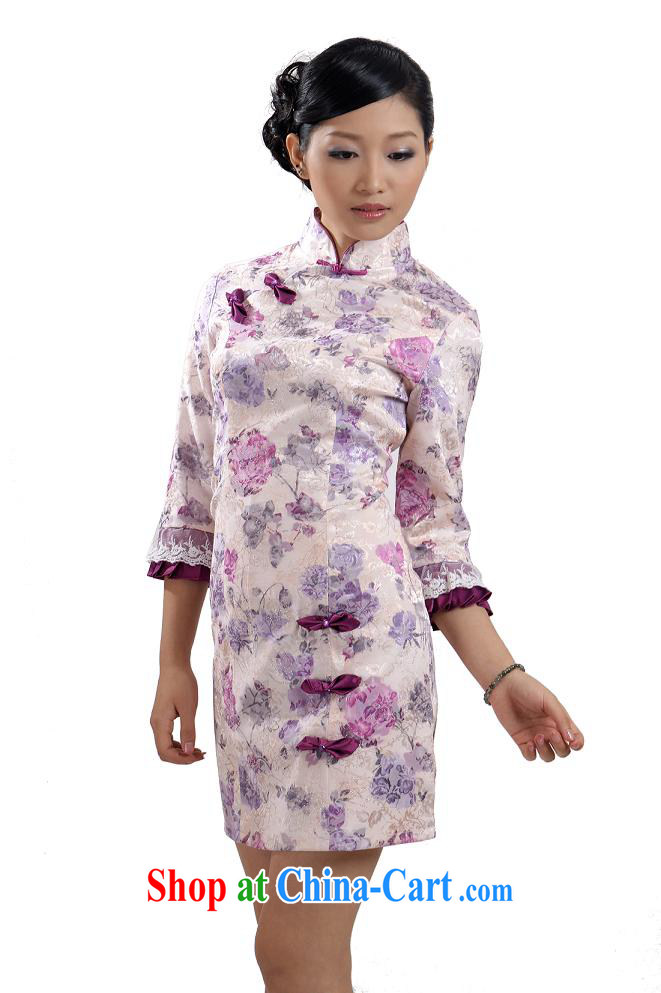 Chun, cuff in cheongsam dress Chinese Antique purple short jacquard cotton is not the forklift truck purple cheongsam XXL pictures, price, brand platters! Elections are good character, the national distribution, so why buy now enjoy more preferential! Health