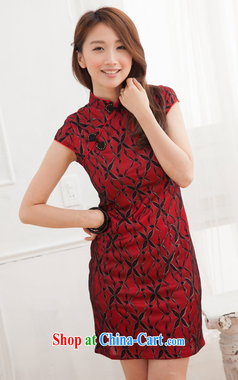 Summer new women with stylish lace cheongsam white short-sleeved beauty graphics thin cheongsam dress red XL pictures, price, brand platters! Elections are good character, the national distribution, so why buy now enjoy more preferential! Health