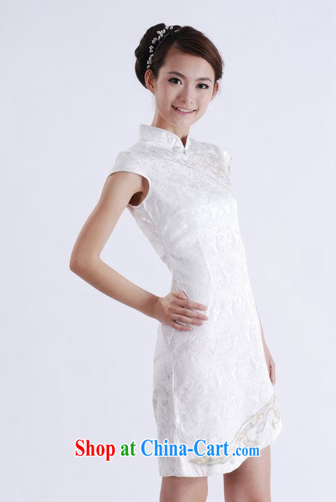 Dresses summer new stylish improved jacquard cotton is the beauty girls Chinese qipao dress white XL other pictures, price, brand platters! Elections are good character, the national distribution, so why buy now enjoy more preferential! Health