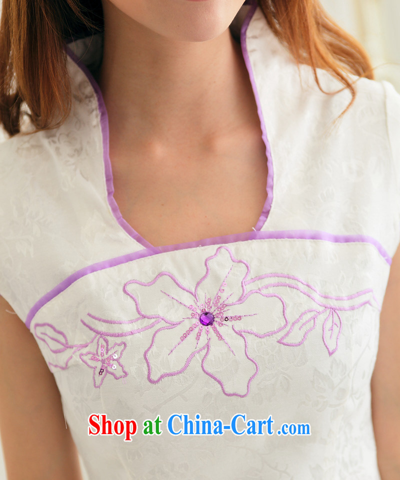 Adolescent girls improved cheongsam dress summer new, daily parties for embroidery yarn and cultivating cotton robes purple S pictures, price, brand platters! Elections are good character, the national distribution, so why buy now enjoy more preferential! Health