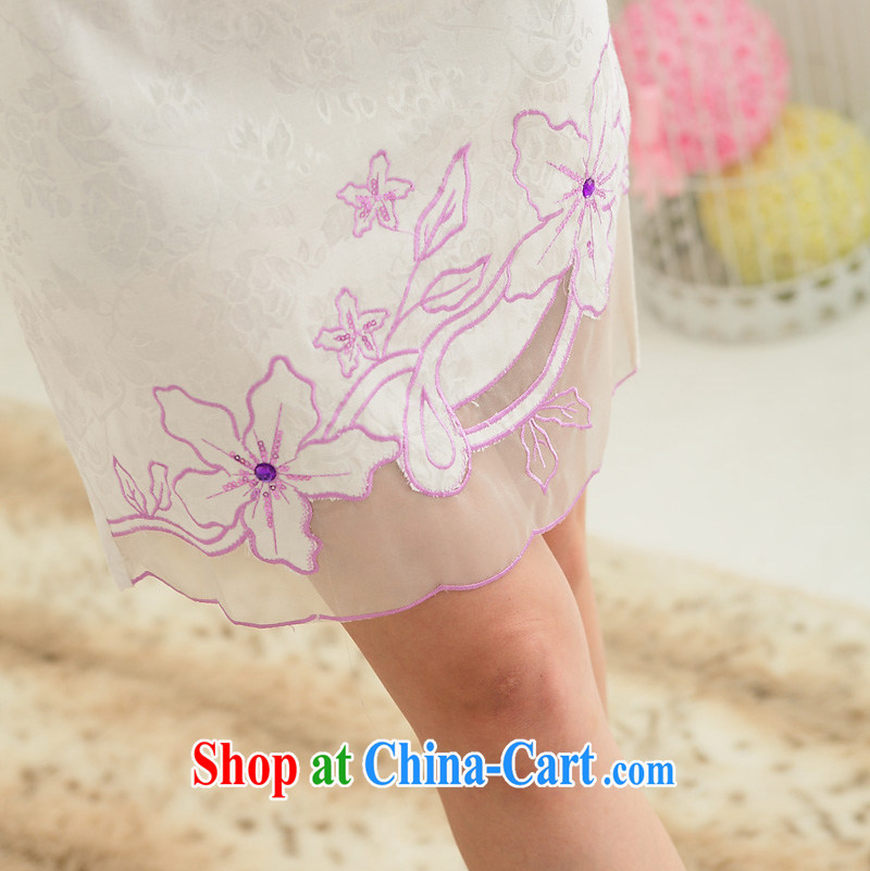 Adolescent girls improved cheongsam dress summer new, daily parties for embroidery yarn and cultivating cotton robes purple S pictures, price, brand platters! Elections are good character, the national distribution, so why buy now enjoy more preferential! Health