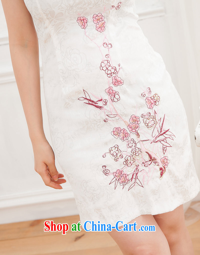 Dresses summer retro daily fashion beauty short girls white embroidery Party for National wind improved cheongsam white XL pictures, price, brand platters! Elections are good character, the national distribution, so why buy now enjoy more preferential! Health
