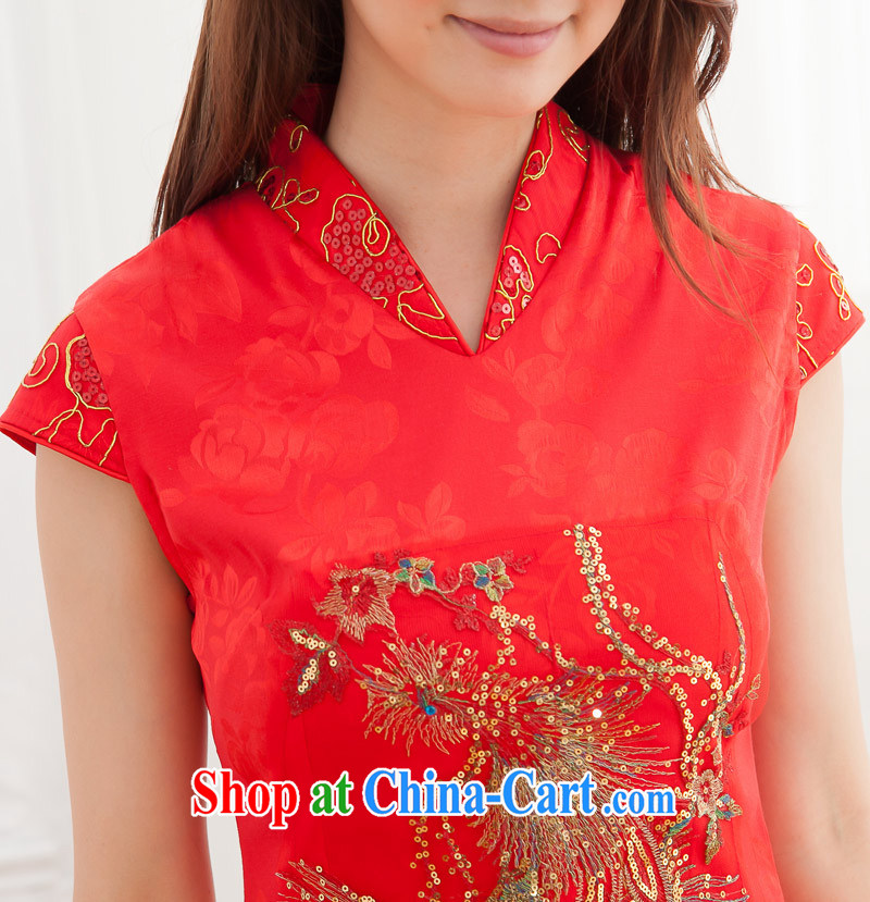 Phoenix embroidery cheongsam dress summer improved stylish beauty wedding dress toast clothing wedding dresses red XL pictures, price, brand platters! Elections are good character, the national distribution, so why buy now enjoy more preferential! Health