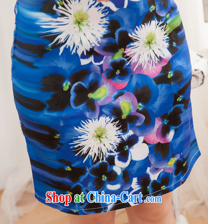 New summer outfit, improved cultivation and stylish lounge stamp daily improved short cheongsam dress blue S pictures, price, brand platters! Elections are good character, the national distribution, so why buy now enjoy more preferential! Health